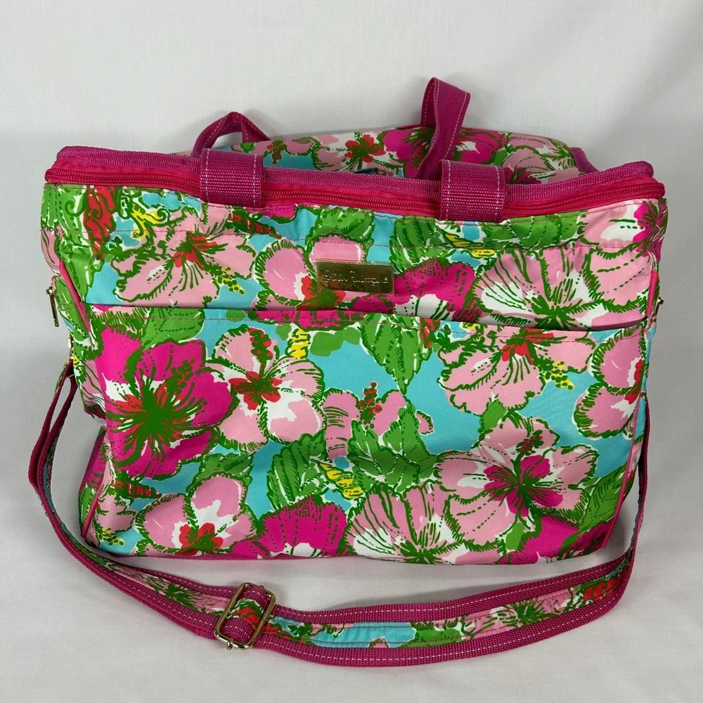 Lilly Pulitzer Floral Print Cooler Bag Insulated Beach Tote Crossbody Picnic Bag